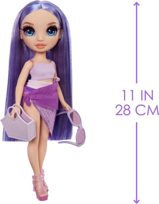 Rainbow High Swim Fashion bábika Violet v plavkách